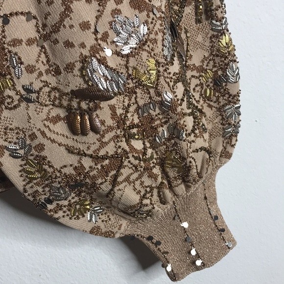 Jonathan simkhai pullover sweater with golden embellishments puffy sleeves Small - Picture 4 of 15
